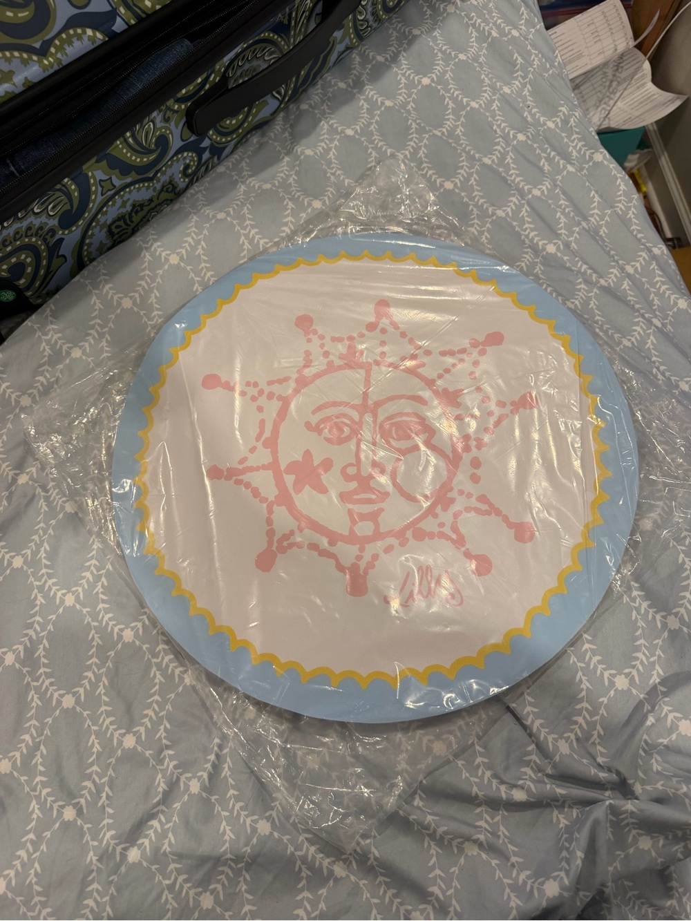 Lilly Pulitzer Light Blue, Pink & Yellow Sun Motif Plate